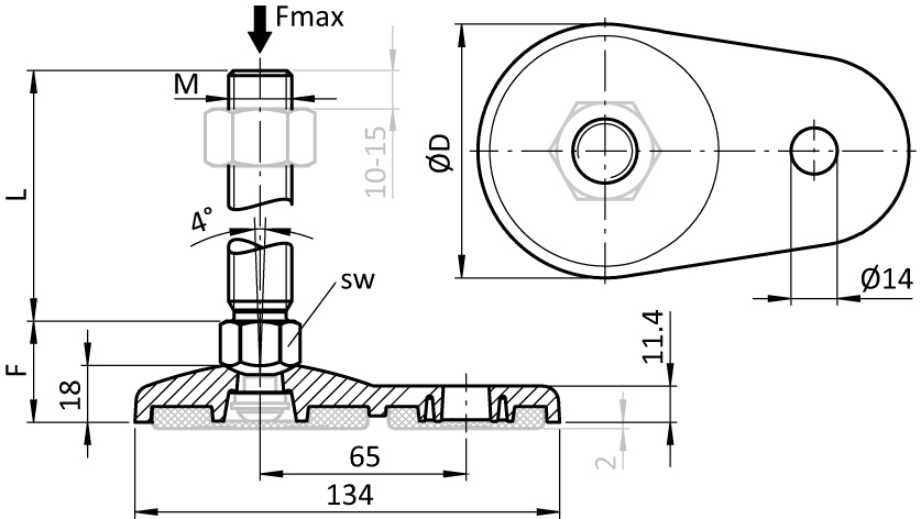 Extended Pivot Foot. ZN / ST - immagine 2