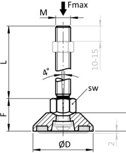 Alternative view of Trapezoid Pivot Foot. ZN / SS