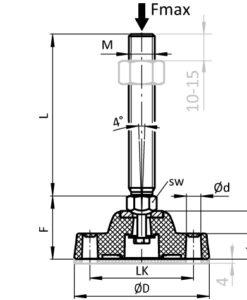 Alternative view of Heavy-duty Pivot Foot. PA / ST - BDH