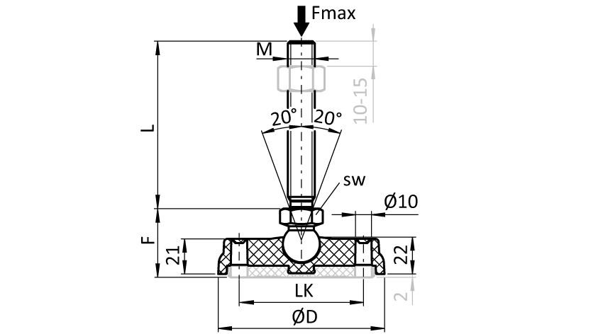 Swivel Foot PA. / ST - BDH - Ball Joint 22 - immagine 2