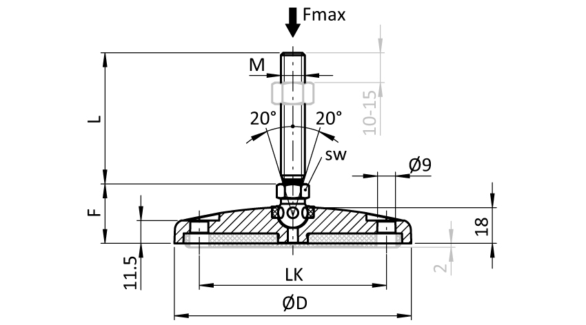 Swivel Foot. ZN / ST- BDH - Ball Joint 15 - immagine 2