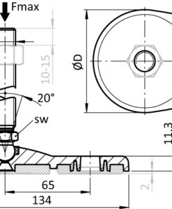 Alternative view of Extended Pivot Foot. ZN / ST - Ball Joint 15